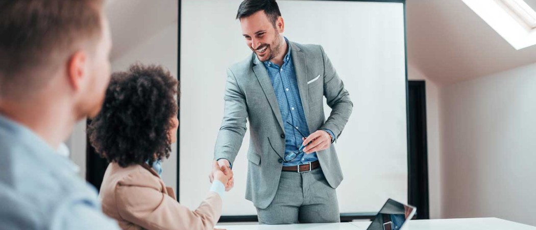 Businessman shaking hands during a meeting