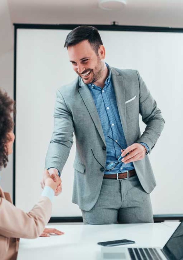 Businessman shaking hands during a meeting